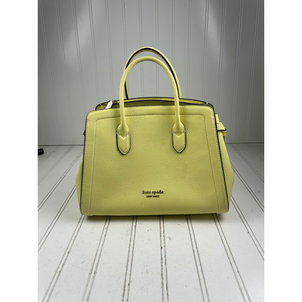 Kate Spade Knott Yellow Pebbled Leather Vintage Medium Shoulder Bag w Strap - Picture 10 of 13